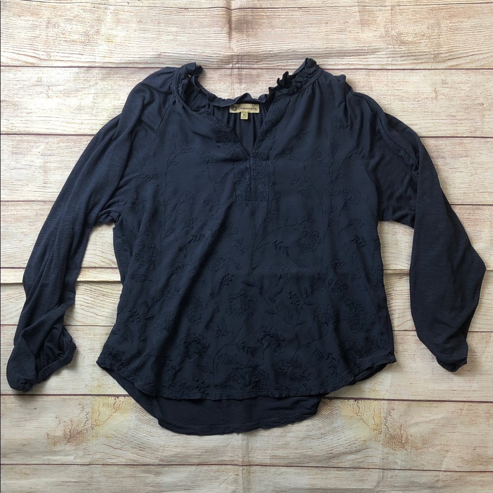 Democracy Dark Blue Textured Blouse 💚